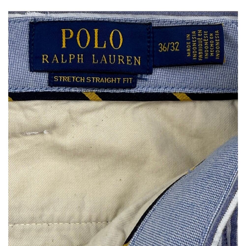 Polo Ralph Lauren Pants Blue White Seersucker Stretch Straight Fit Mens 38x31 - Picture 4 of 13